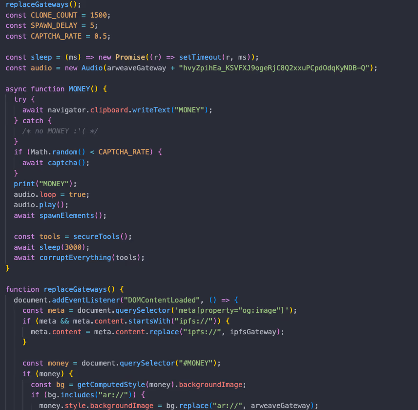 money javascript poem code
